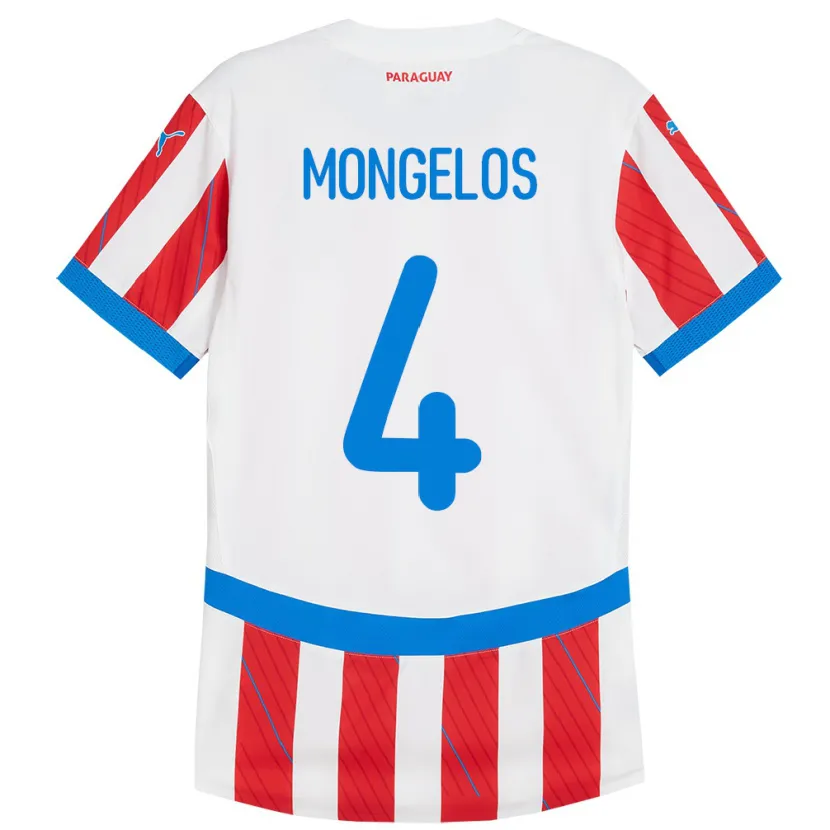 Danxen Kid Paraguay Rolando Mongelós #4 White Red Home Jersey 24-26 T-Shirt