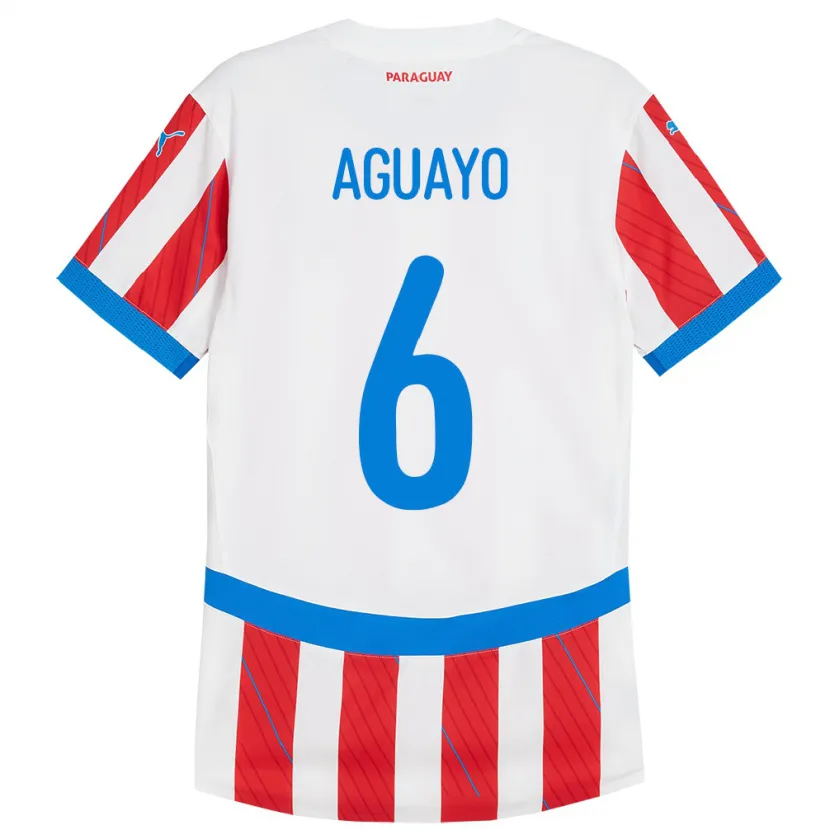 Danxen Kid Paraguay Ángel Aguayo #6 White Red Home Jersey 24-26 T-Shirt