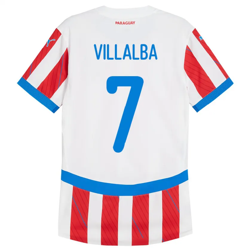 Danxen Kid Paraguay Rodrigo Villalba #7 White Red Home Jersey 24-26 T-Shirt