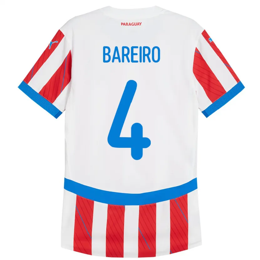 Danxen Kid Paraguay Daysy Bareiro #4 White Red Home Jersey 24-26 T-Shirt