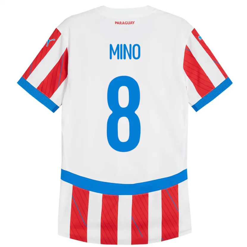 Danxen Kid Paraguay Rosa Miño #8 White Red Home Jersey 24-26 T-Shirt