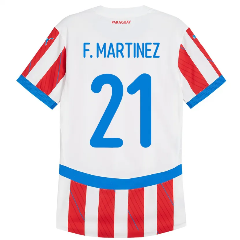 Danxen Kid Paraguay Fiorela Martínez #21 White Red Home Jersey 24-26 T-Shirt