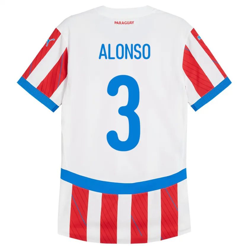 Danxen Kid Paraguay Lorena Alonso #3 White Red Home Jersey 24-26 T-Shirt