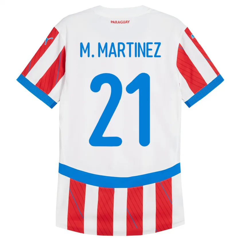 Danxen Kid Paraguay María Martínez #21 White Red Home Jersey 24-26 T-Shirt