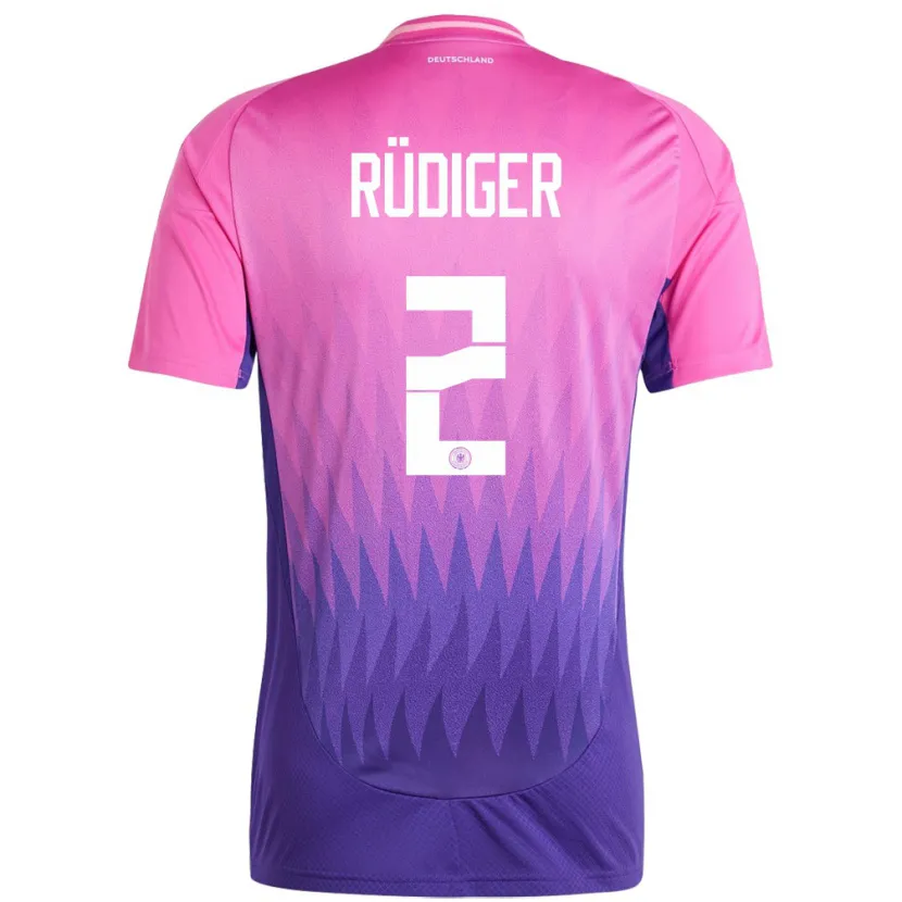 Danxen Kid Germany Antonio Rudiger #2 Pink Purple Away Jersey 24-26 T-Shirt