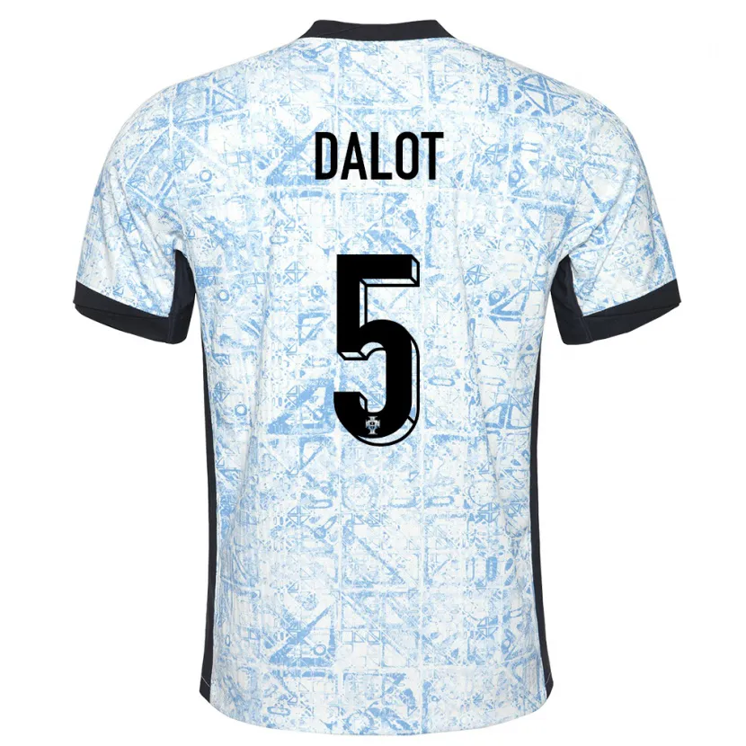 Danxen Kid Portugal Diogo Dalot #5 Cream Blue Away Jersey 24-26 T-Shirt