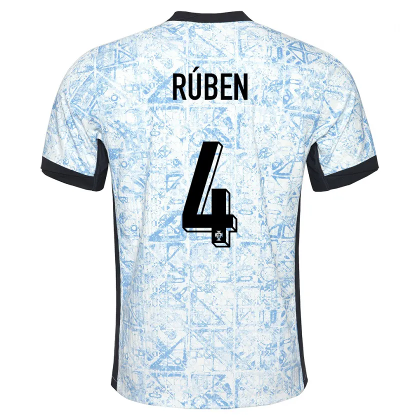 Danxen Kid Portugal Ruben Dias #4 Cream Blue Away Jersey 24-26 T-Shirt