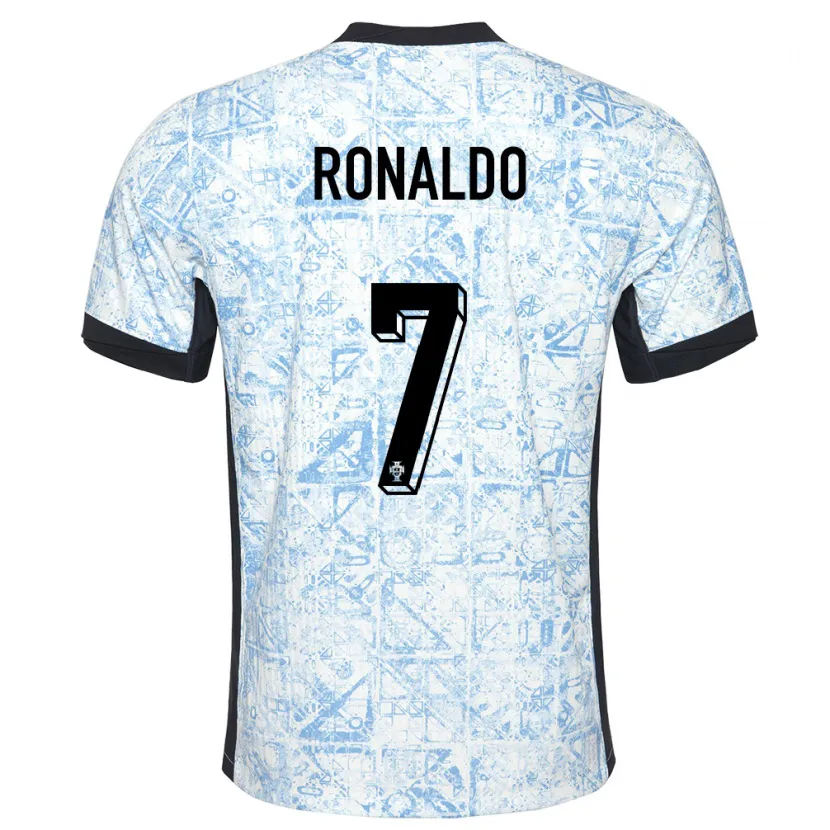 Danxen Kid Portugal Cristiano Ronaldo #7 Cream Blue Away Jersey 24-26 T-Shirt