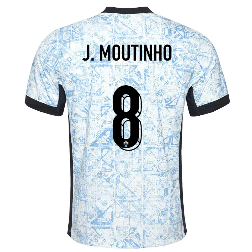 Danxen Kid Portugal Joao Moutinho #8 Cream Blue Away Jersey 24-26 T-Shirt