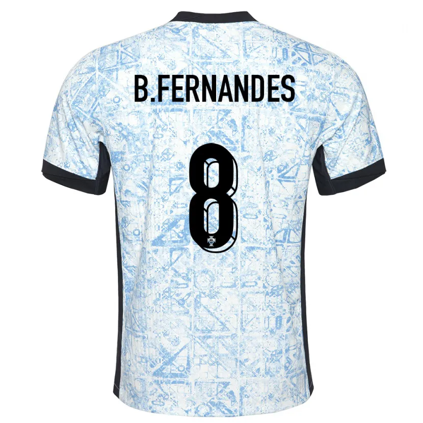 Danxen Kid Portugal Bruno Fernandes #8 Cream Blue Away Jersey 24-26 T-Shirt