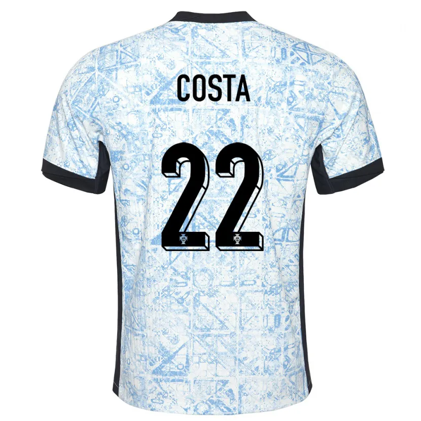 Danxen Kid Portugal Diogo Costa #22 Cream Blue Away Jersey 24-26 T-Shirt