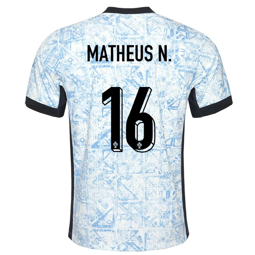 Danxen Kid Portugal Matheus Nunes #16 Cream Blue Away Jersey 24-26 T-Shirt