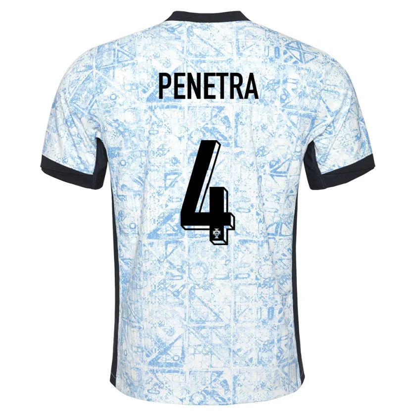 Danxen Kid Portugal Alexandre Penetra #4 Cream Blue Away Jersey 24-26 T-Shirt