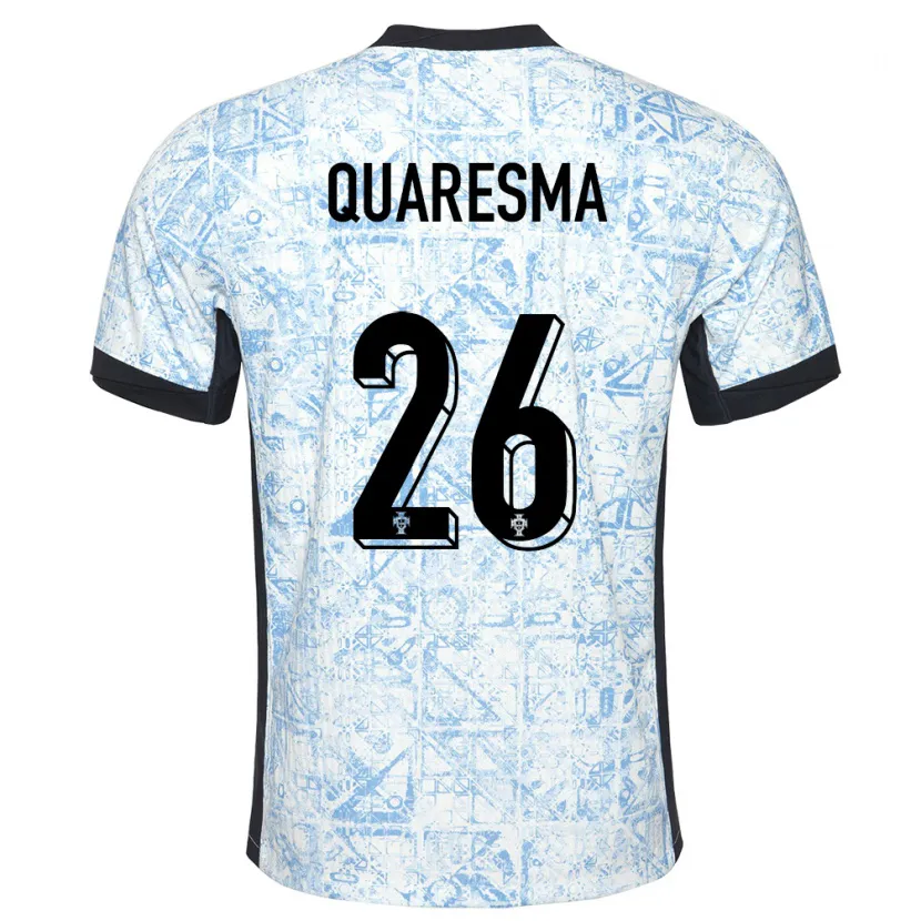 Danxen Kid Portugal Eduardo Quaresma #26 Cream Blue Away Jersey 24-26 T-Shirt