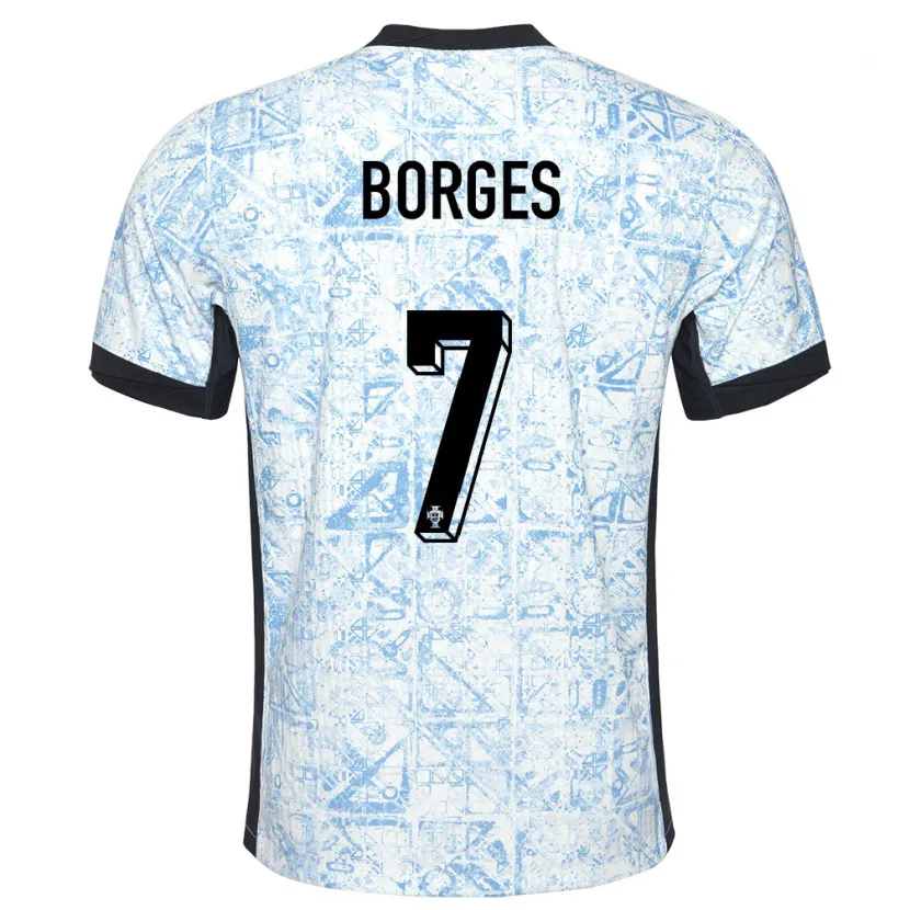 Danxen Kid Portugal Carlos Borges #7 Cream Blue Away Jersey 24-26 T-Shirt