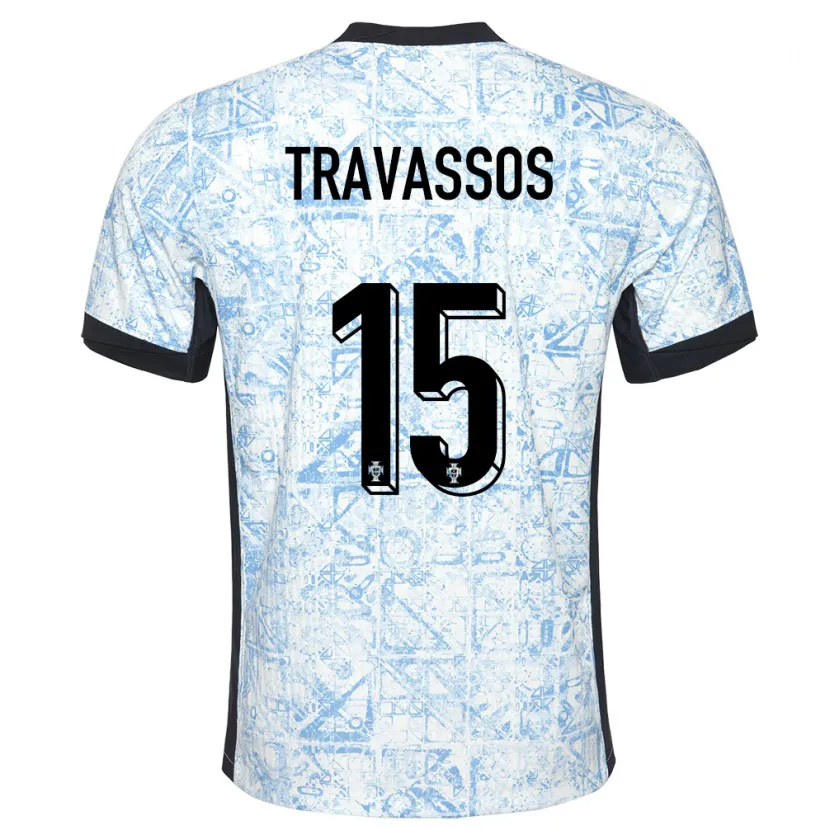 Danxen Kid Portugal Diogo Travassos #15 Cream Blue Away Jersey 24-26 T-Shirt