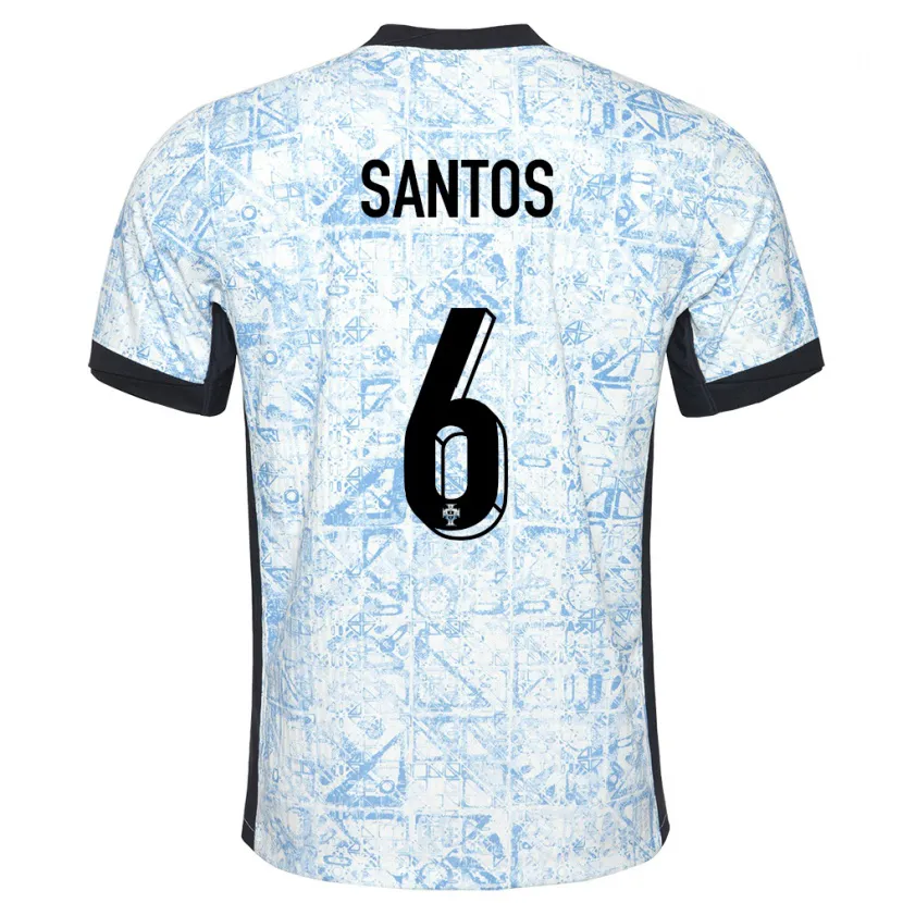 Danxen Kid Portugal Vasco Santos #6 Cream Blue Away Jersey 24-26 T-Shirt