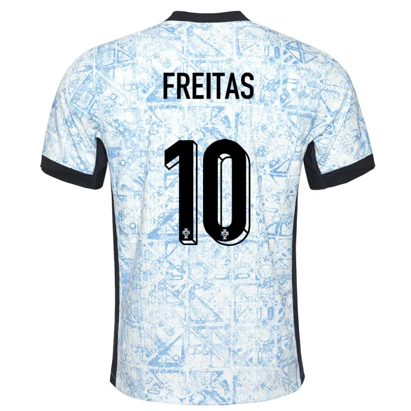 Danxen Kid Portugal Tiago Freitas #10 Cream Blue Away Jersey 24-26 T-Shirt