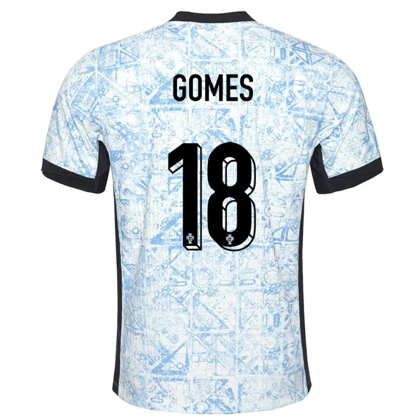 Danxen Kid Portugal Andre Gomes #18 Cream Blue Away Jersey 24-26 T-Shirt