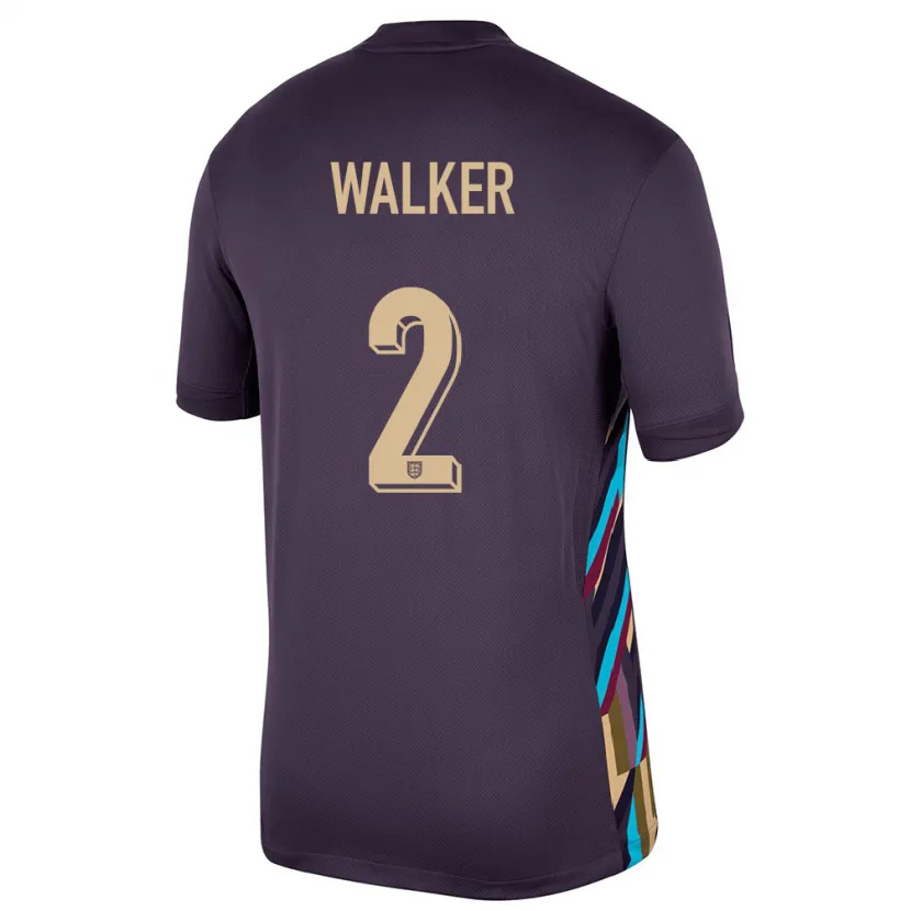 Danxen Kid England Kyle Walker #2 Dark Raisin Away Jersey 24-26 T-Shirt