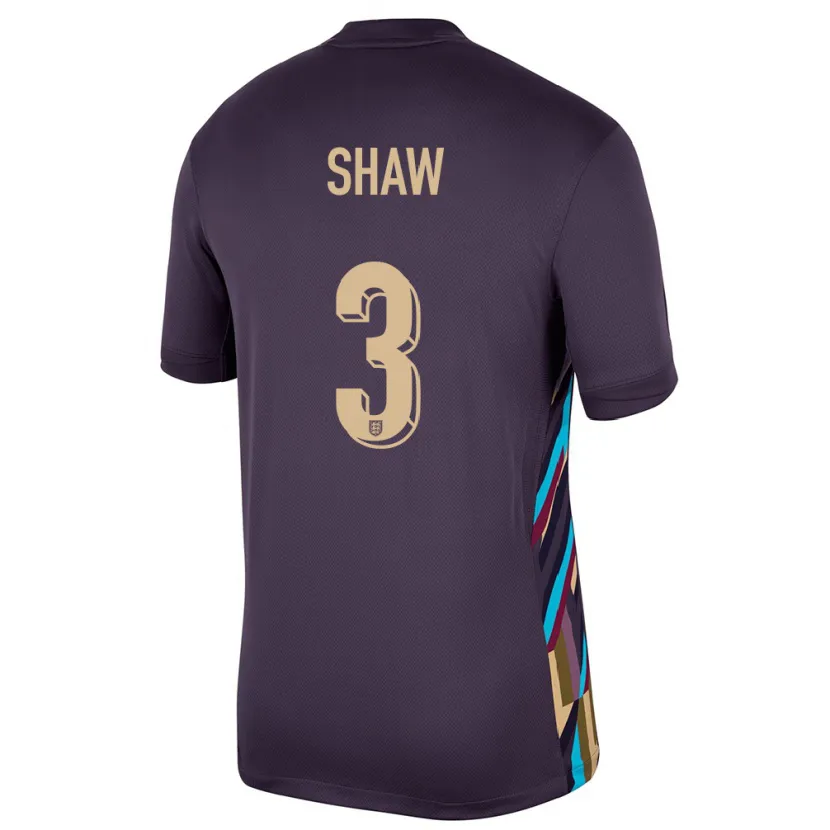 Danxen Kid England Luke Shaw #3 Dark Raisin Away Jersey 24-26 T-Shirt