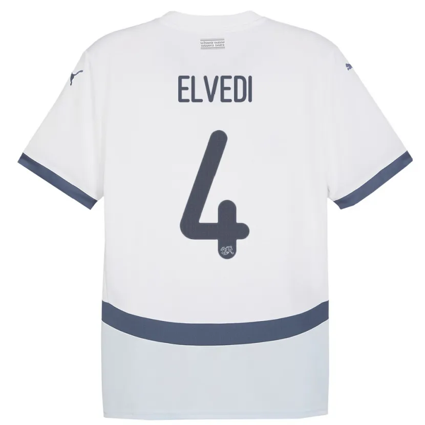 Danxen Kid Switzerland Nico Elvedi #4 White Away Jersey 24-26 T-Shirt