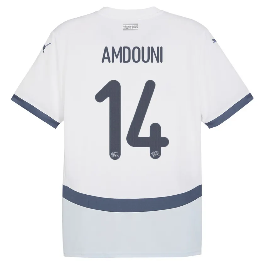 Danxen Kid Switzerland Mohamed Zeki Amdouni #14 White Away Jersey 24-26 T-Shirt