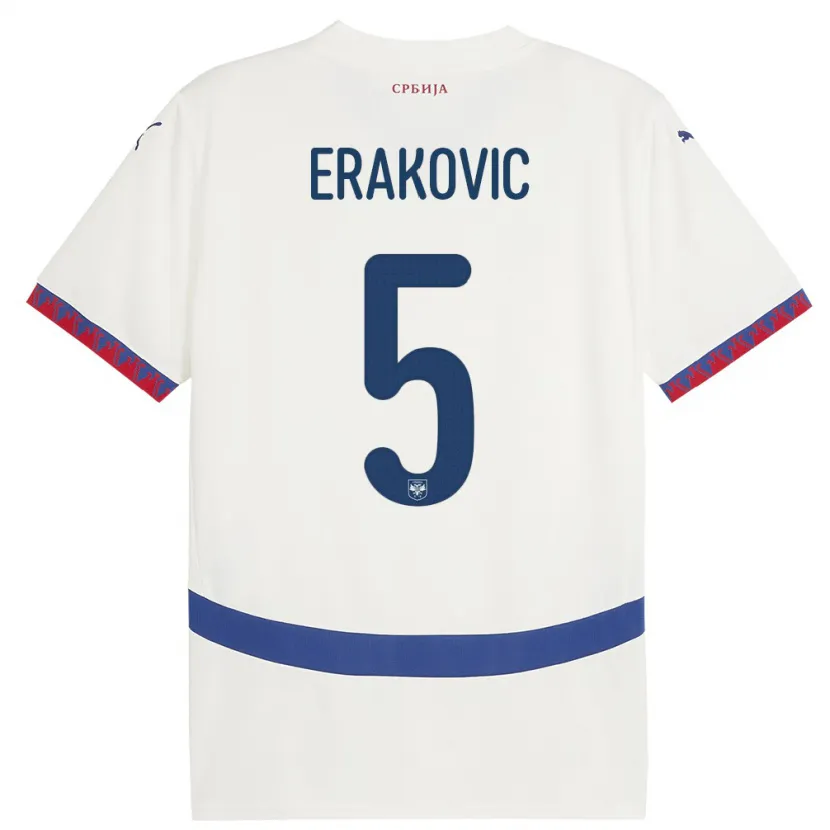 Danxen Kid Serbia Strahinja Erakovic #5 White Away Jersey 24-26 T-Shirt