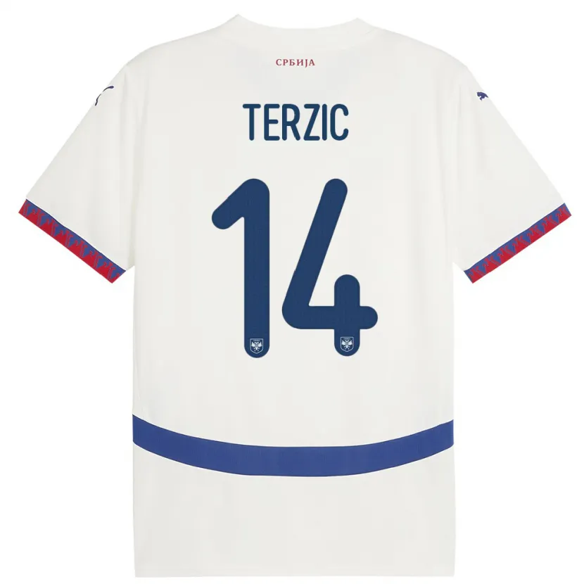 Danxen Kid Serbia Aleksa Terzic #14 White Away Jersey 24-26 T-Shirt