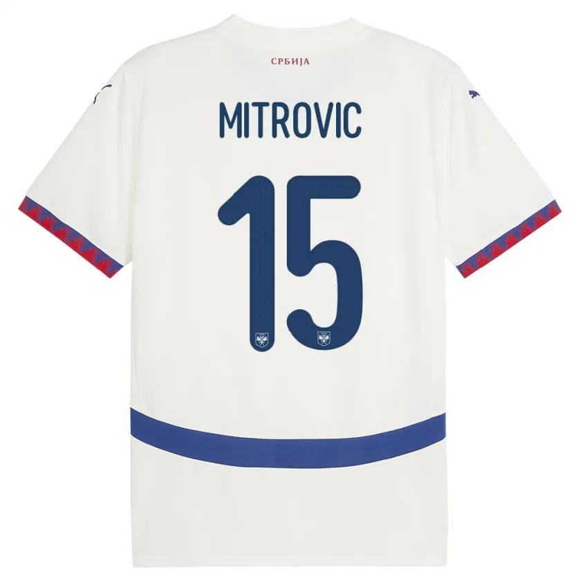 Danxen Kid Serbia Stefan Mitrovic #15 White Away Jersey 24-26 T-Shirt