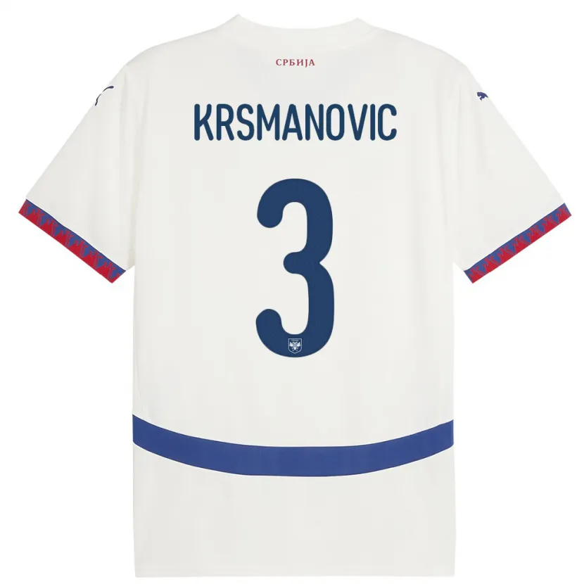 Danxen Kid Serbia Nemanja Krsmanovic #3 White Away Jersey 24-26 T-Shirt