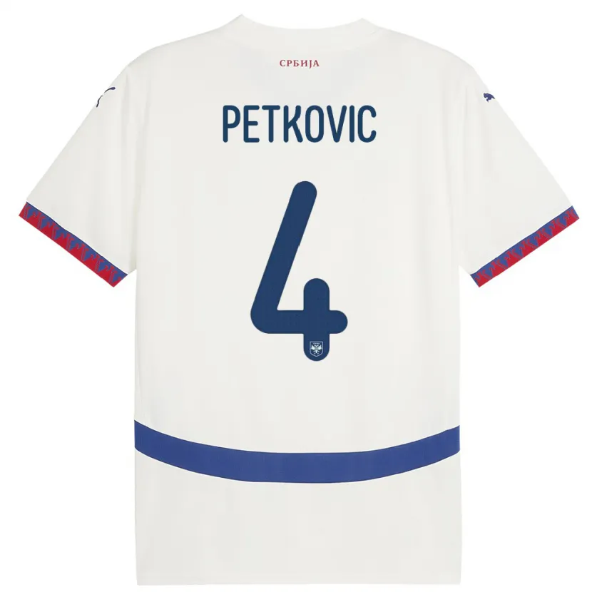 Danxen Kid Serbia Nikola Petkovic #4 White Away Jersey 24-26 T-Shirt