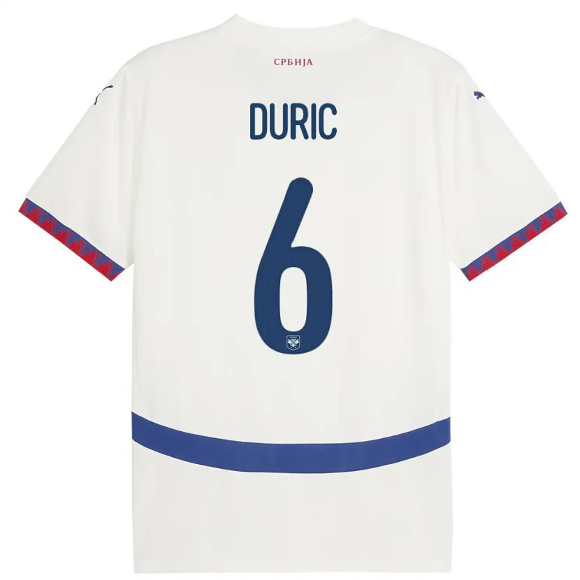 Danxen Kid Serbia Andrej Duric #6 White Away Jersey 24-26 T-Shirt