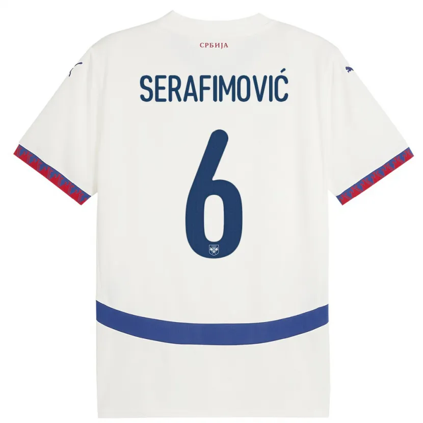 Danxen Kid Serbia Vojin Serafimovic #6 White Away Jersey 24-26 T-Shirt