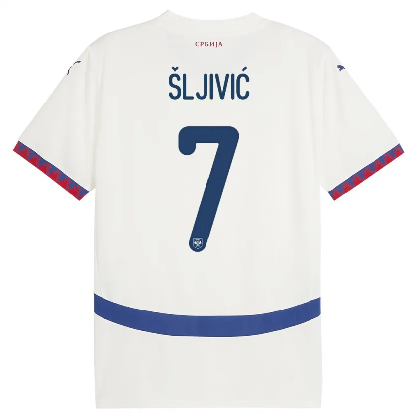 Danxen Kid Serbia Jovan Sljivic #7 White Away Jersey 24-26 T-Shirt