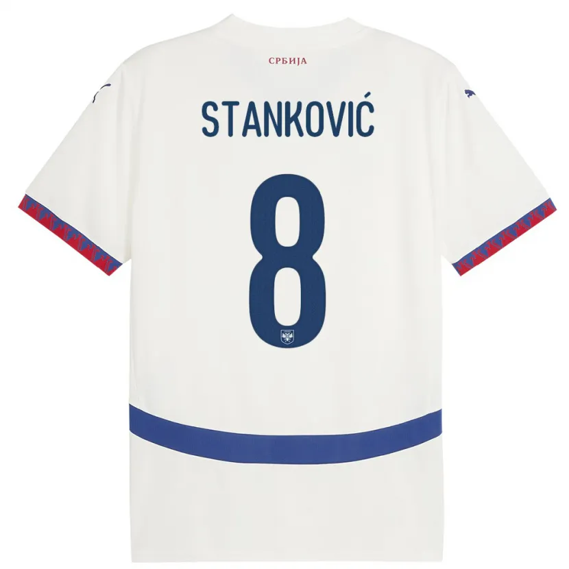 Danxen Kid Serbia Aleksandar Stankovic #8 White Away Jersey 24-26 T-Shirt