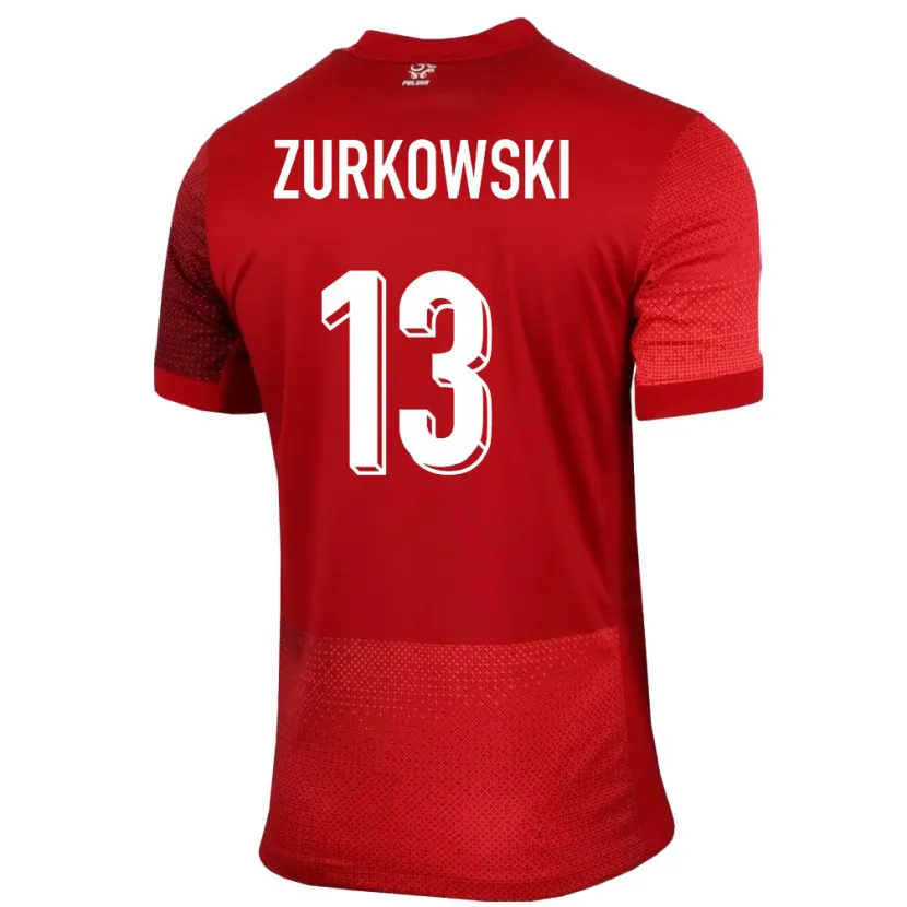 Danxen Kid Poland Szymon Zurkowski #13 Red Away Jersey 24-26 T-Shirt