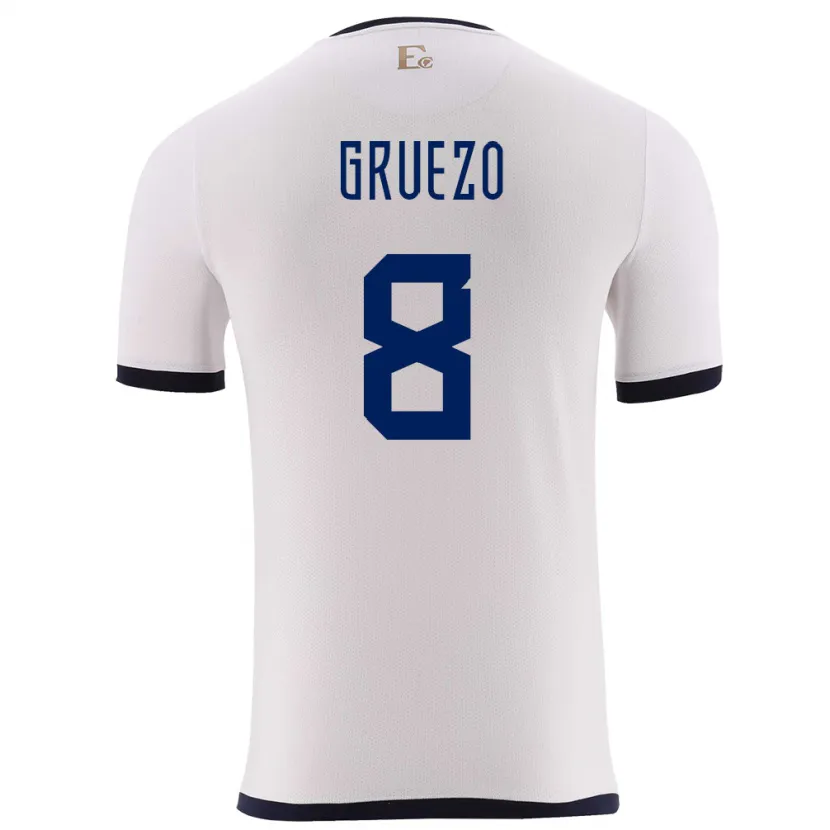 Danxen Kid Ecuador Carlos Gruezo #8 White Away Jersey 24-26 T-Shirt