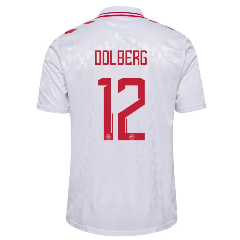 Danxen Kid Denmark Kasper Dolberg #12 White Away Jersey 24-26 T-Shirt