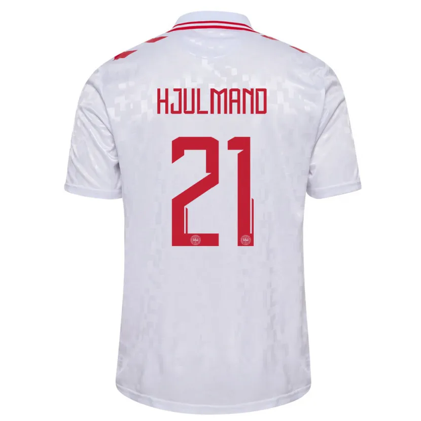 Danxen Kid Denmark Morten Hjulmand #21 White Away Jersey 24-26 T-Shirt