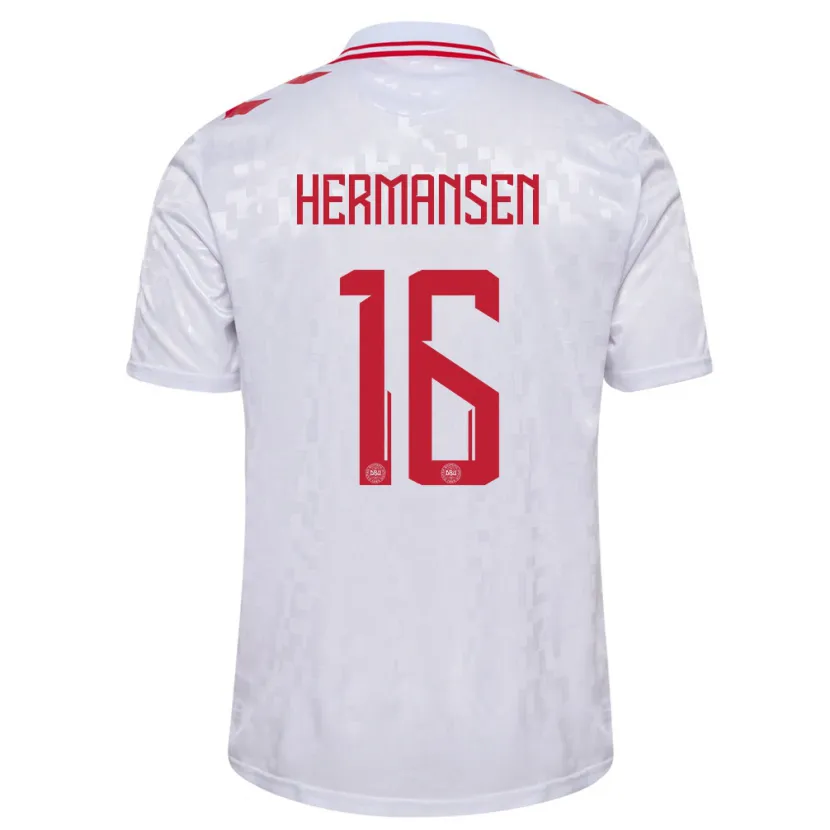 Danxen Kid Denmark Mads Hermansen #16 White Away Jersey 24-26 T-Shirt