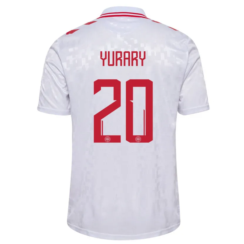 Danxen Kid Denmark Yussuf Poulsen #20 White Away Jersey 24-26 T-Shirt