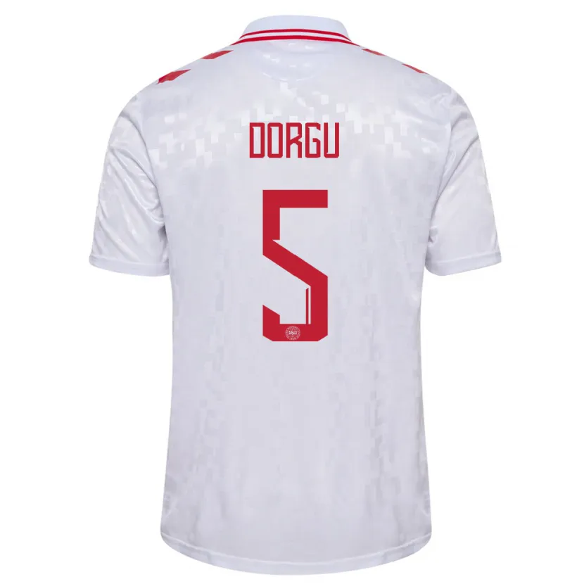 Danxen Kid Denmark Patrick Dorgu #5 White Away Jersey 24-26 T-Shirt