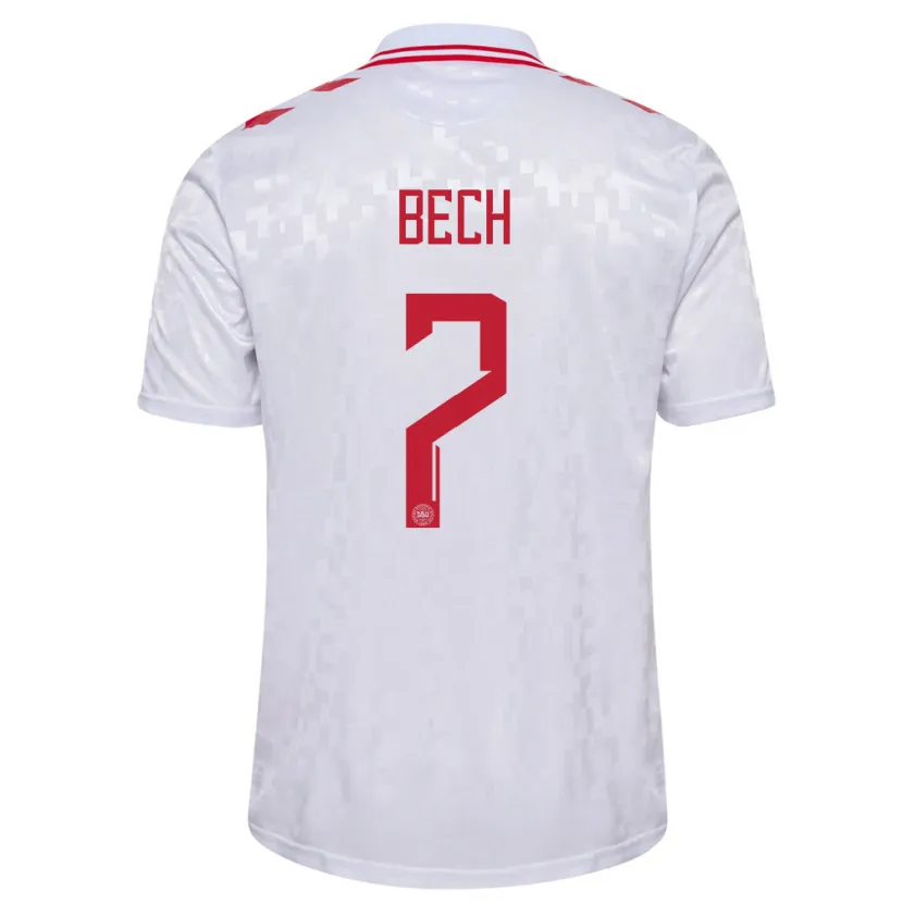 Danxen Kid Denmark Tobias Bech #7 White Away Jersey 24-26 T-Shirt