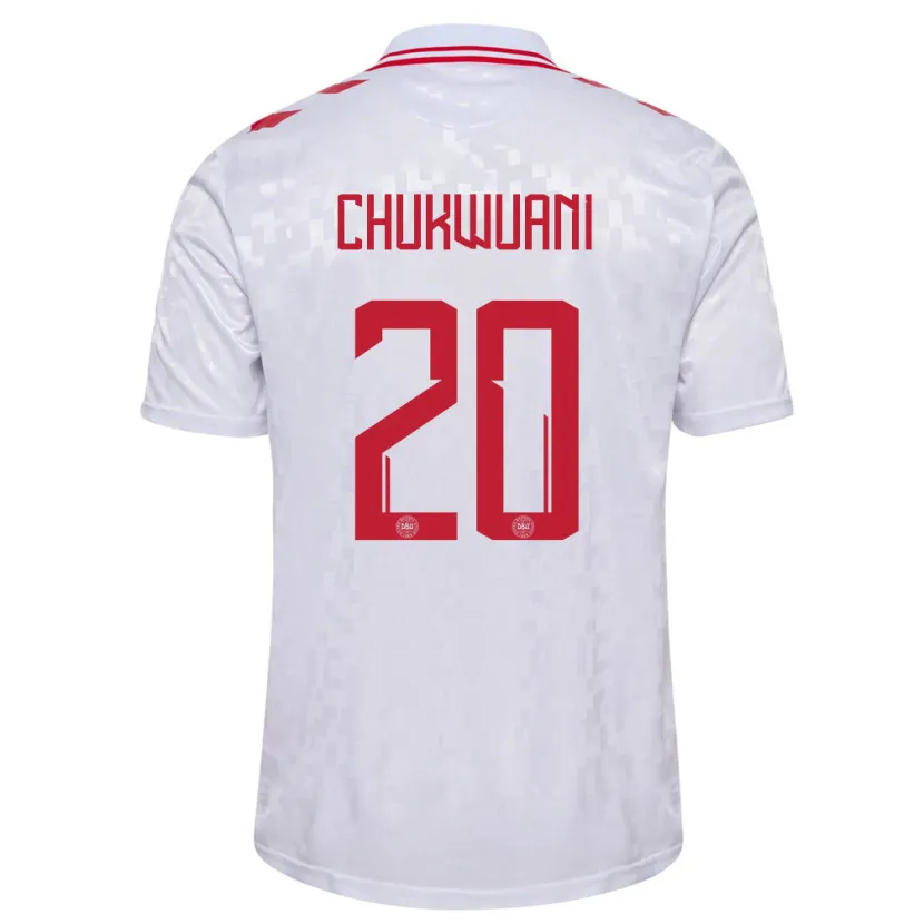 Danxen Kid Denmark Tochi Chukwuani #20 White Away Jersey 24-26 T-Shirt