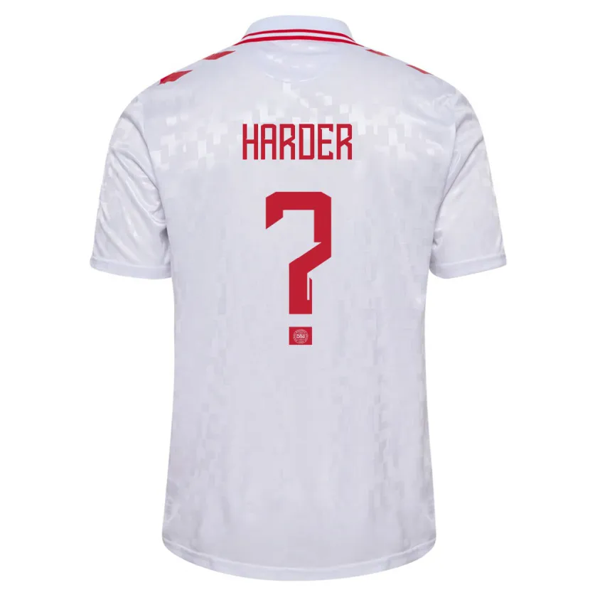 Danxen Kid Denmark Conrad Harder #0 White Away Jersey 24-26 T-Shirt