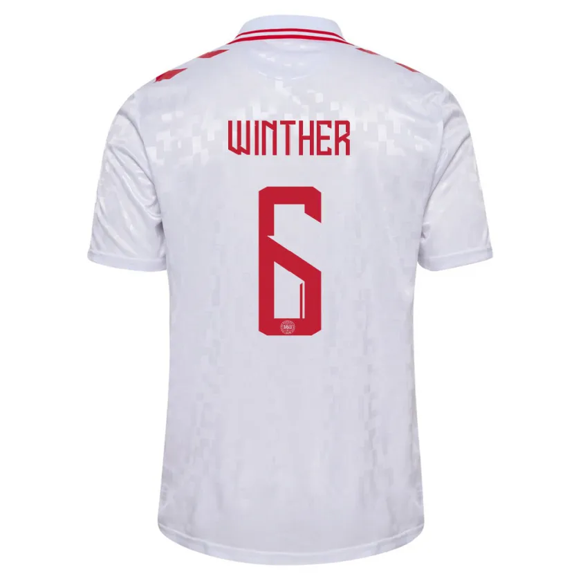 Danxen Kid Denmark Casper Winther #6 White Away Jersey 24-26 T-Shirt