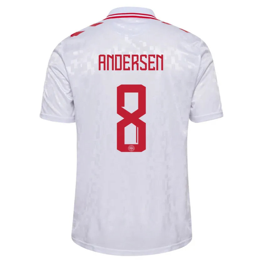 Danxen Kid Denmark Silas Andersen #8 White Away Jersey 24-26 T-Shirt