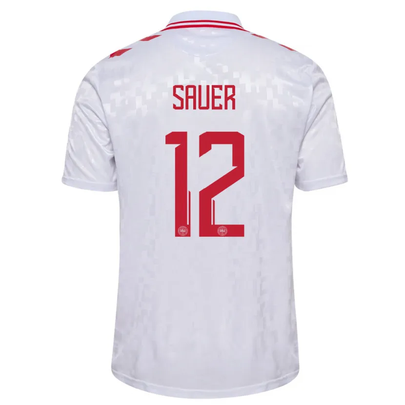 Danxen Kid Denmark Mathias Sauer #12 White Away Jersey 24-26 T-Shirt