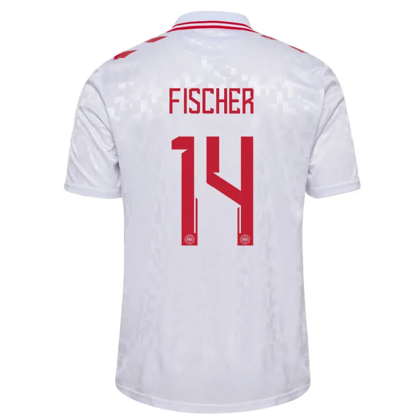 Danxen Kid Denmark Mikkel Fischer #14 White Away Jersey 24-26 T-Shirt